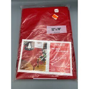 Red No Iron Tablecloth 100% Cotton 52 X 70 Soil Release Machine Wash